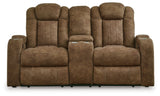 Wolfridge - Brindle - Power Reclining Loveseat With Console /Adj Hdrst by Signature Design by Ashley® | Bel Furniture