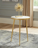 Acheson - Round Marble Top Side Table - White And Gold by CoasterEveryday | Bel Furniture