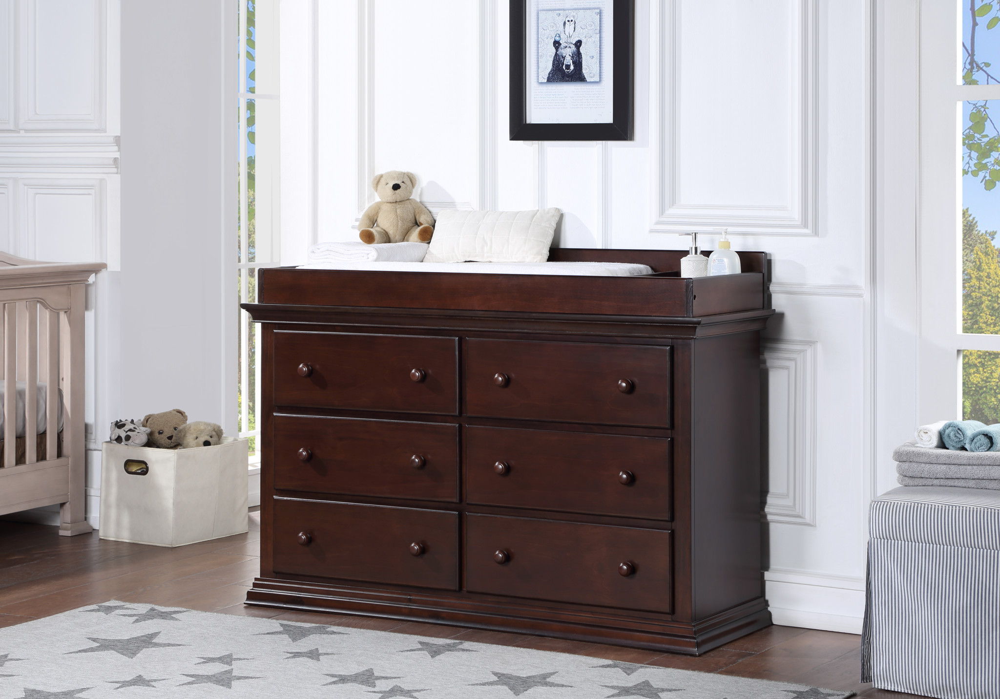 Solid And Manufactured Wood Six Drawer Double Dresser - Espresso