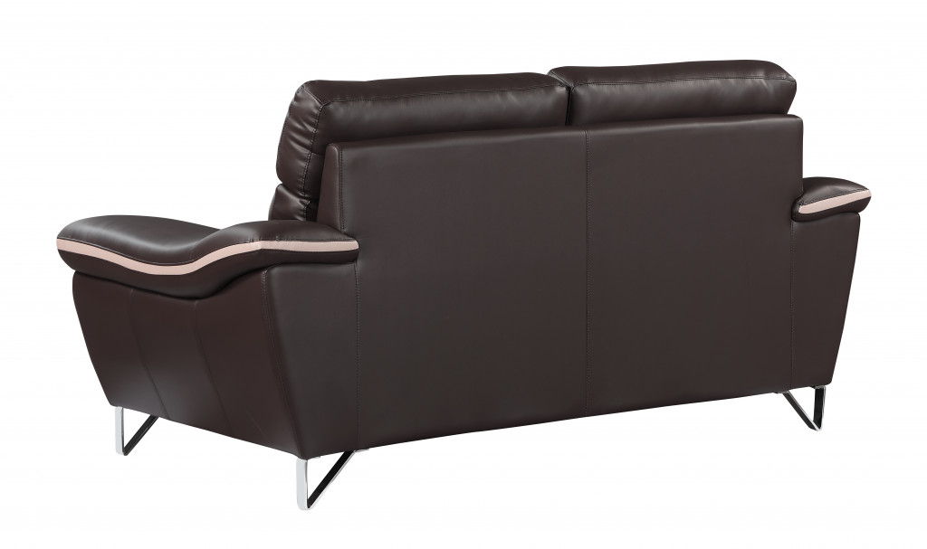 Love Seat Faux Leather - Silver / Brown