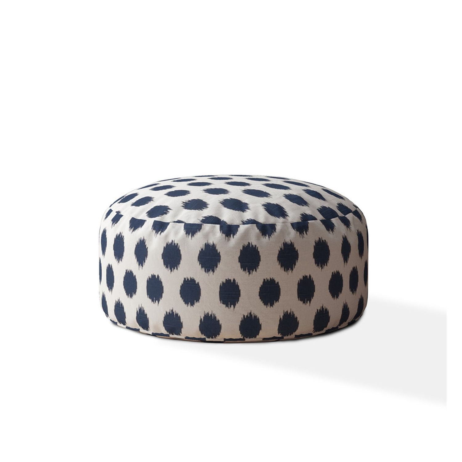 Canvas, Round Polka Dots Pouf Ottoman - Blue / White