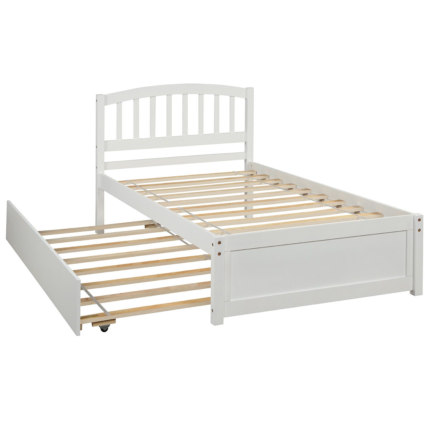 Twin Size Platform Bed Wood Bed Frame With Trundle