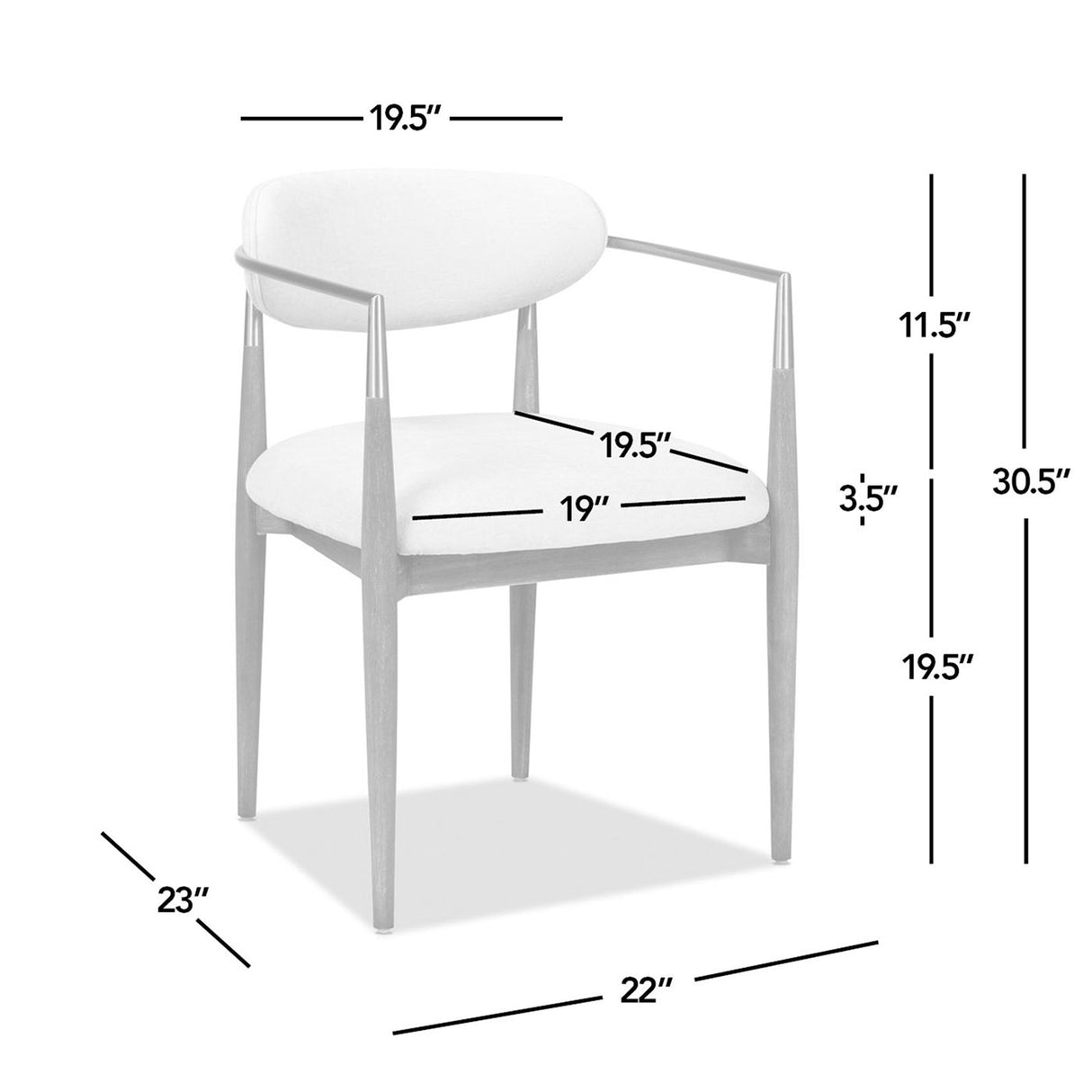 Artemis - Mixed Material Upholstered Dining Arm Chair - Warm White by Jennifer Taylor Home | Bel Furniture