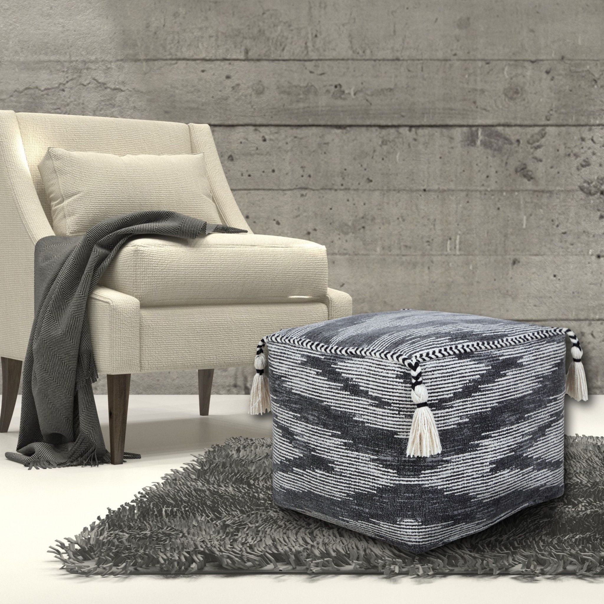 Cotton Ottoman Square - Gray