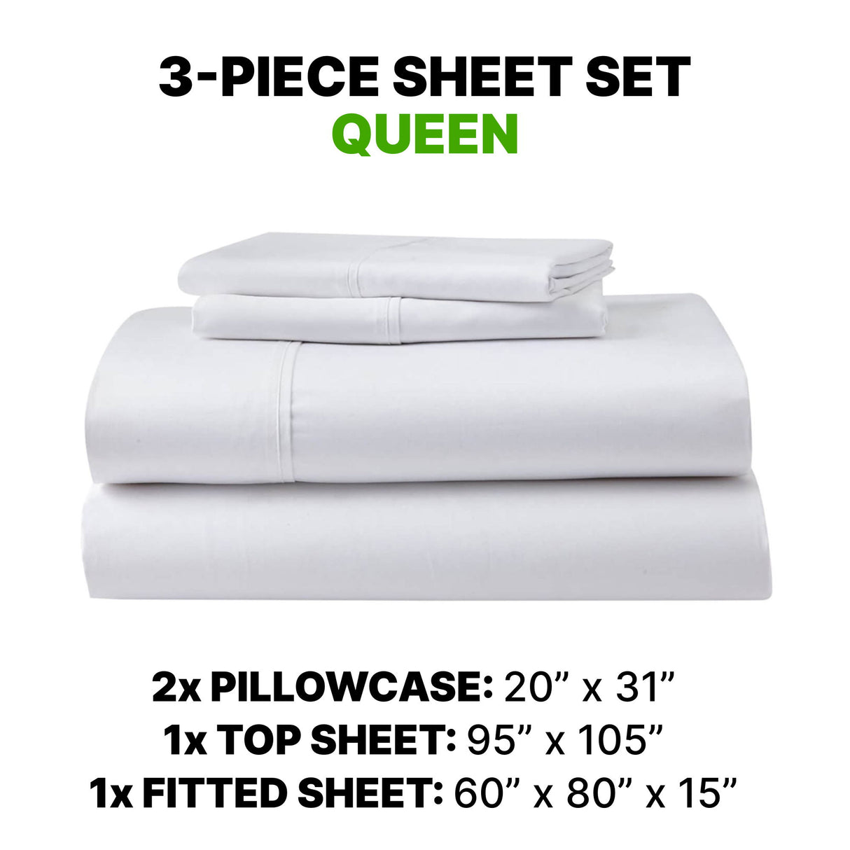Sheet Set Luxurious Supima Cotton, Wrinkle Resistant, Breathable, With 2 Ghostgrip Band