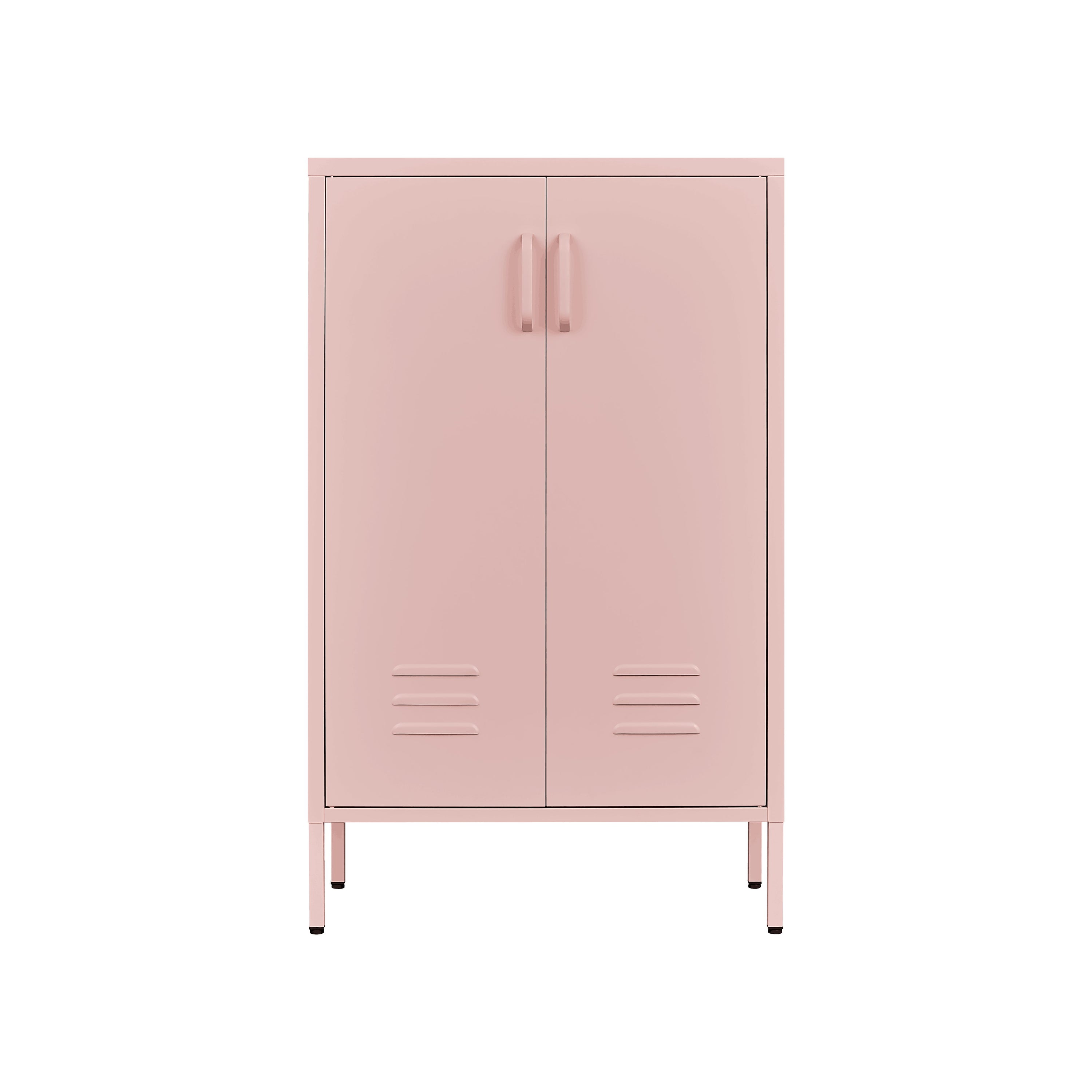 Pink Steel Double Door Cabinet With Handles, With Removable Dividers And Adjustable Height. Suitable For Living Room, Office, Bedroom, Study And Other Places - Pink