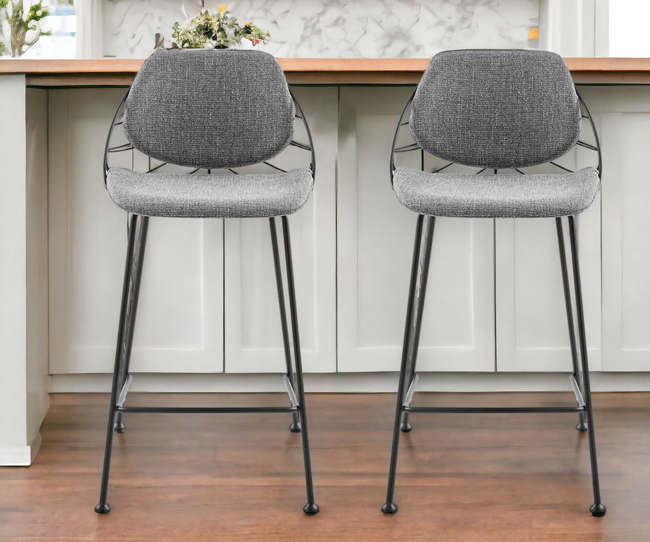 Steel Low Back Counter Height Bar Chairs (Set of 2) - Light Gray / Black