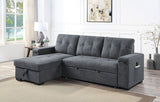 Toby - Woven Fabric Reversible Sleeper Sectional Sofa With Storage Chaise Cup Holder Charging Ports And Pockets by Lilola Home | Bel Furniture