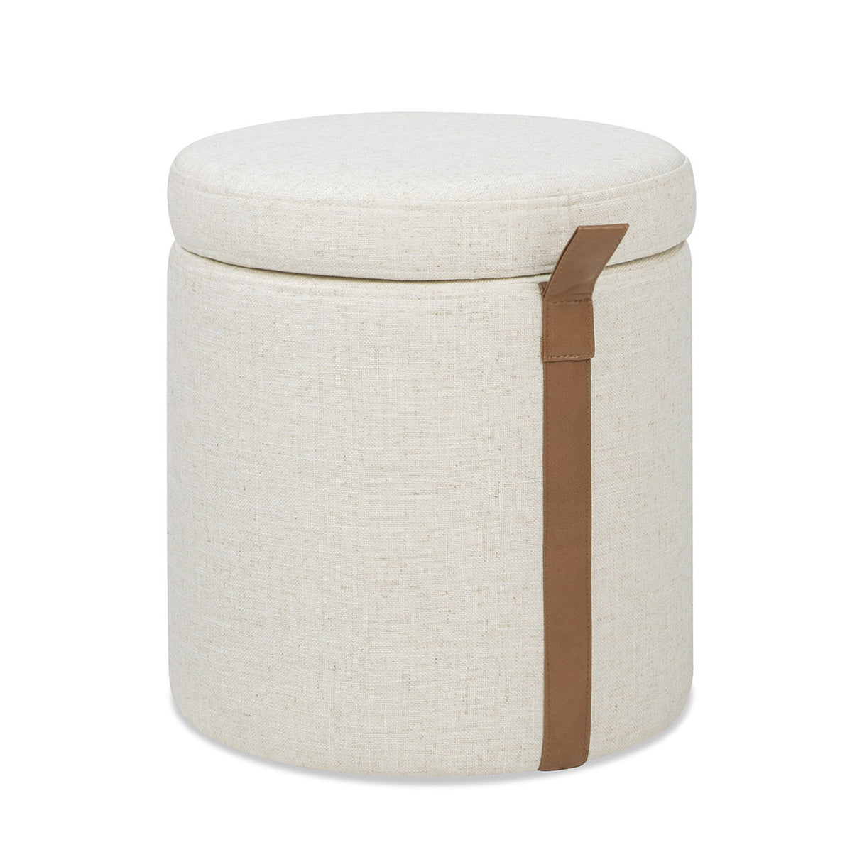Brandy - Round Upholstered Storage Ottoman With Leather Accent by Jennifer Taylor Home | Bel Furniture