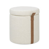 Brandy - Round Upholstered Storage Ottoman With Leather Accent by Jennifer Taylor Home | Bel Furniture