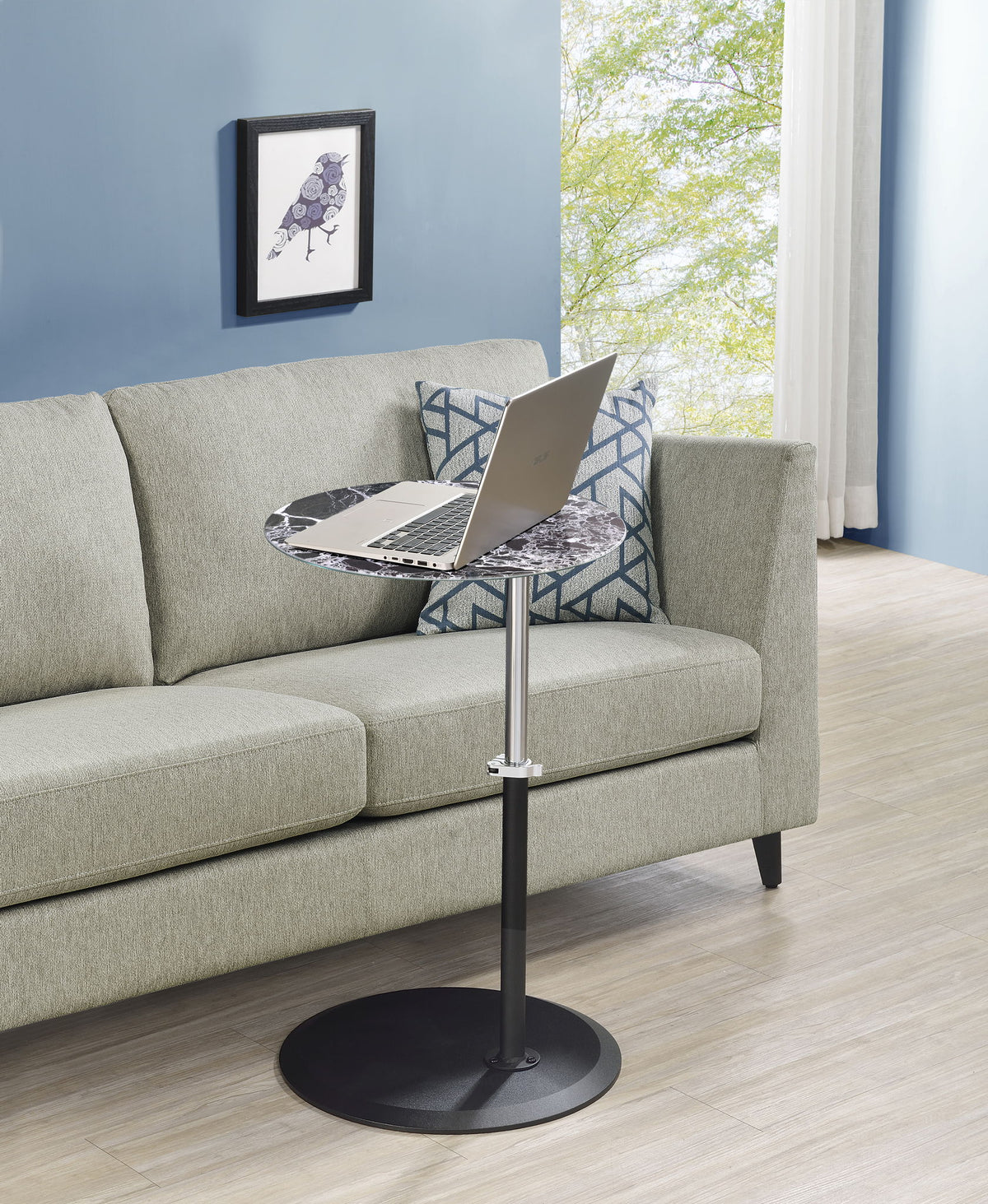 Orbit - 15.5" End Table With Height Adjustable Marble Textured Top by Lilola Home | Bel Furniture
