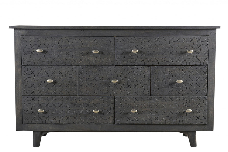 Solid Wood Seven Drawer Triple Dresser - Gray Wash