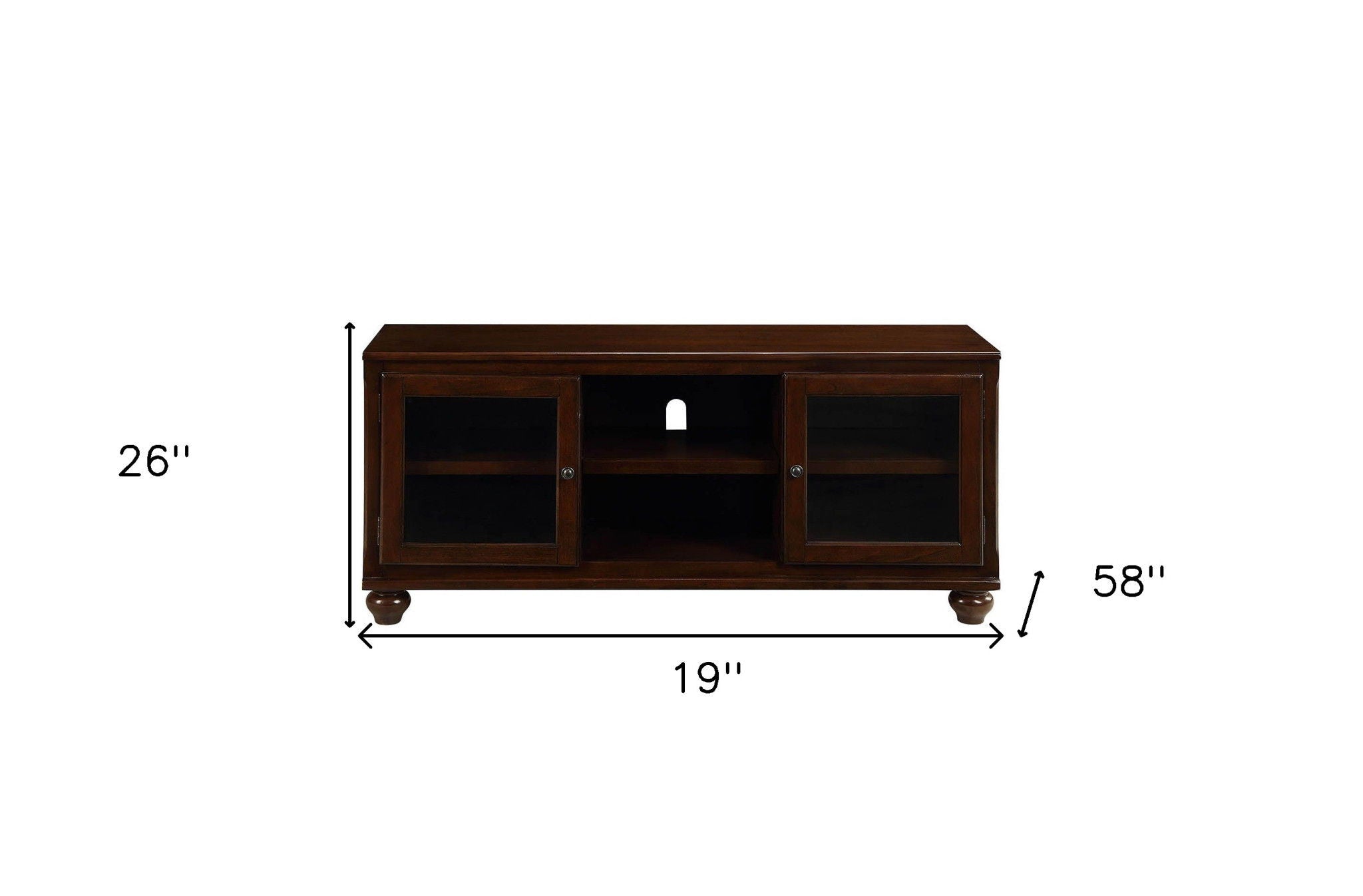 Wood Glass (TV Stand) TV Stand - Walnut