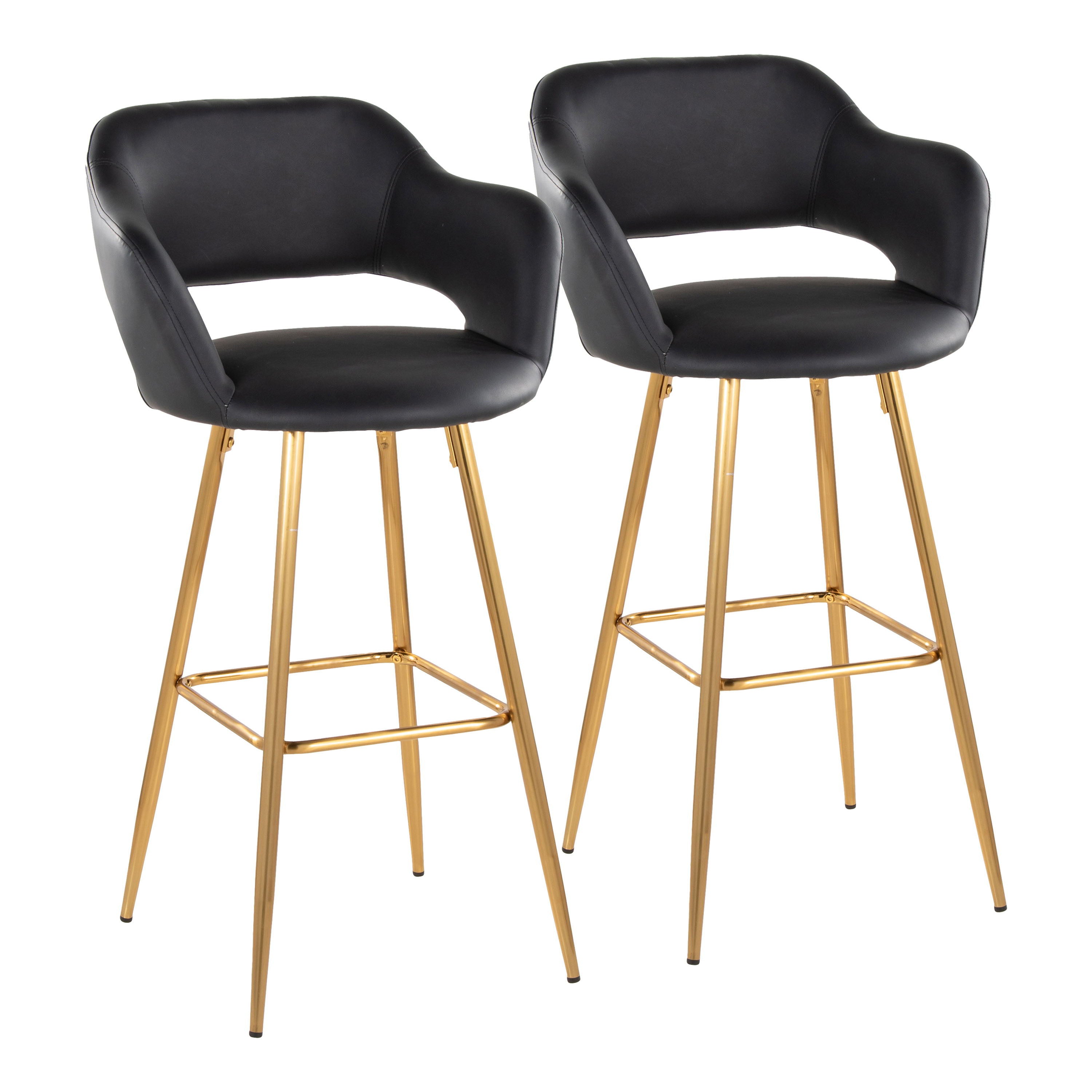 Margarite - Contemporary Fixed Height Barstool With Footrest (Set of 2) With Square