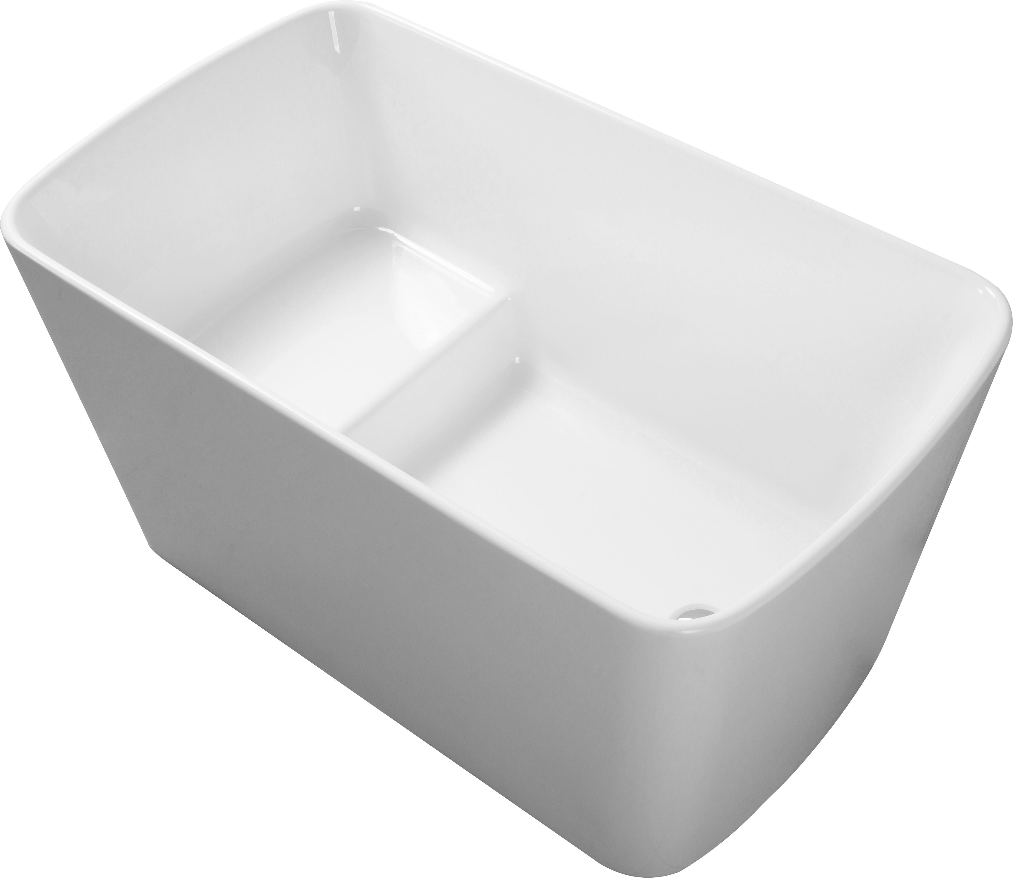 49'' Acrylic Freestanding Soaking Bathtub, Square-Shape Japanese Soaking Hot Tub, Sit-In Design With Chrome Overflow And Drain For Express Delivery 23Amazing-49 (W1920P179228) - Glossy White