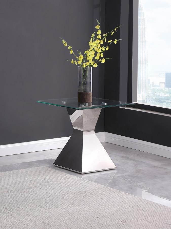 Jenny - Glass Top Stainless Steel Table