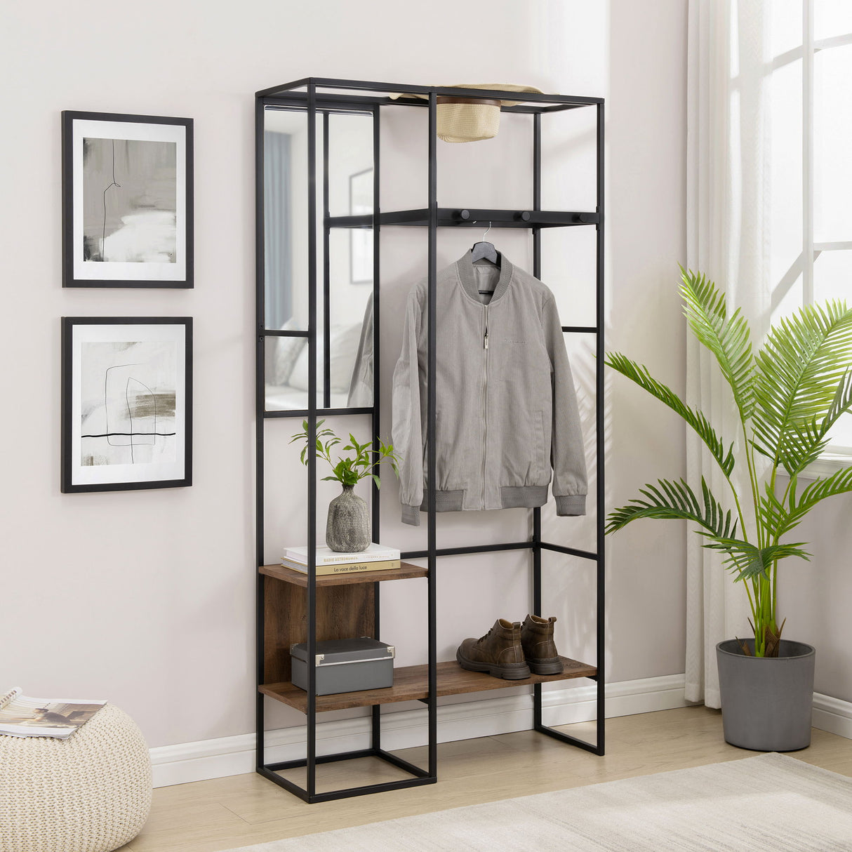 Modern Hall Tree With Hanging Storage by Walker Edison | Bel Furniture