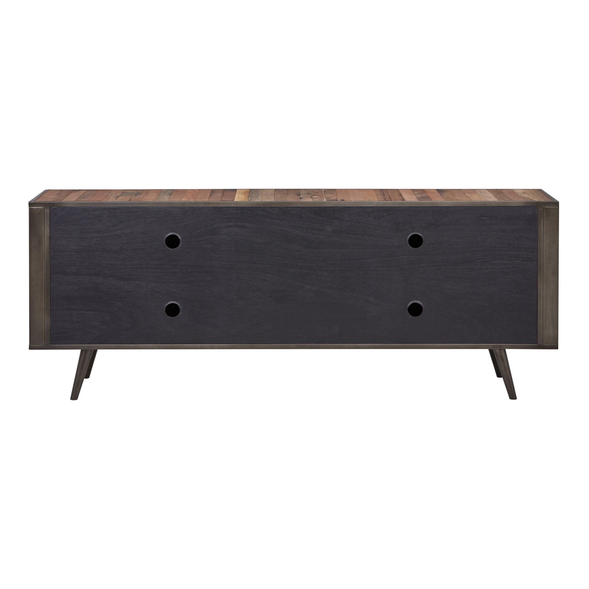 Wood Recycled Boat Wood And Iron Cabinet Enclosed Storage TV Stand - Brown