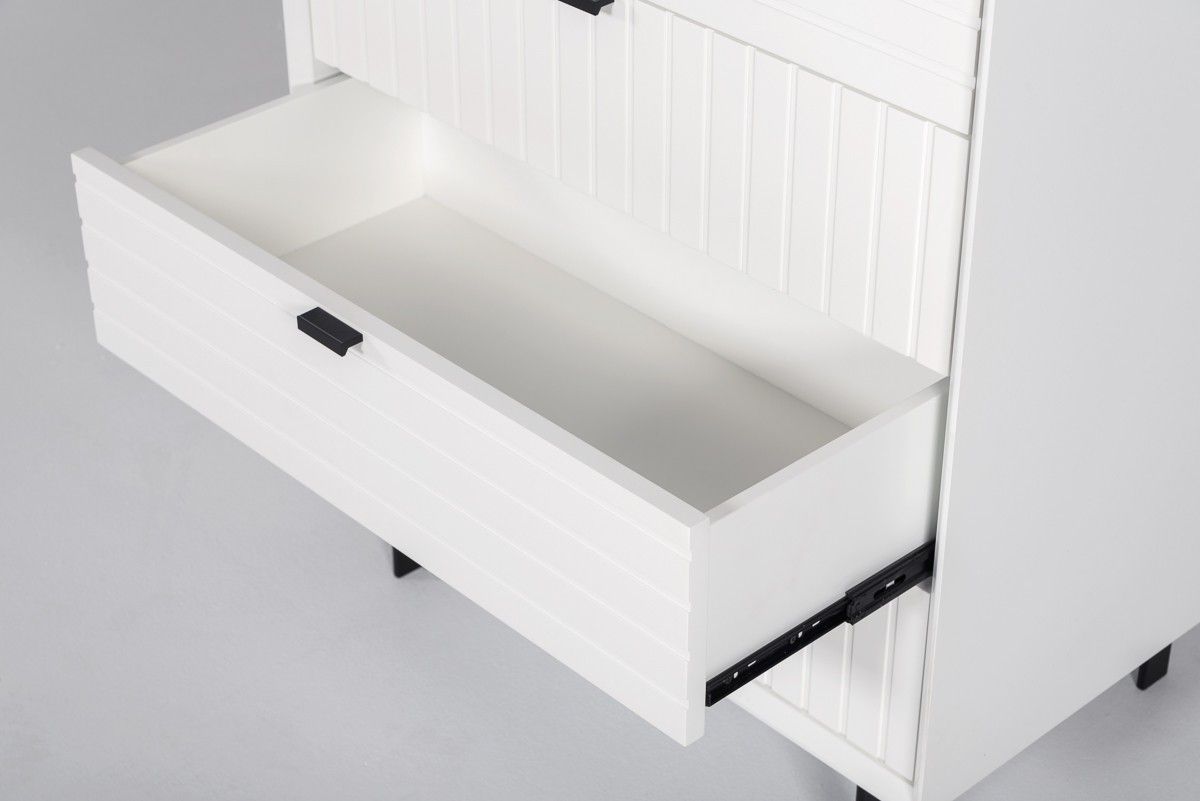 Solid Wooden Five Drawer Chest - White