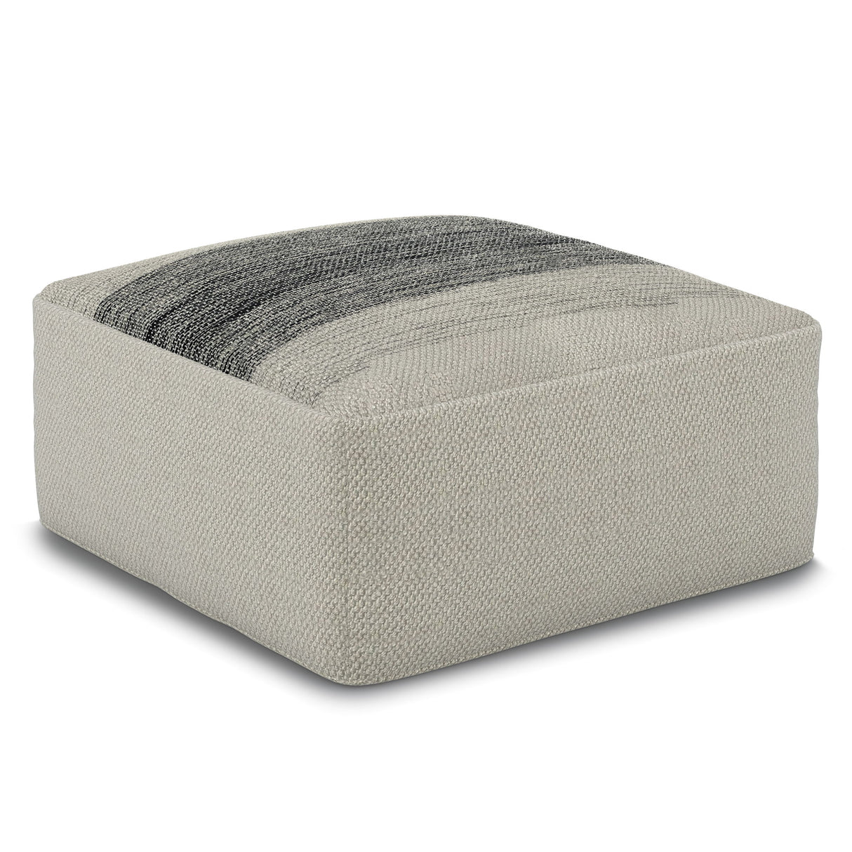 Sabella - Square Woven Outdoor / Indoor Pouf - Gray / White by Simpli-Home | Bel Furniture