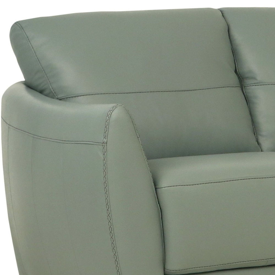 Leather Sofa With Black Legs - Tea Green