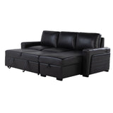 Montero - Sofa With Pull Out Bed, Drop Down Table, USB And Cup Holders, Storage Chaise - Charcoal Black