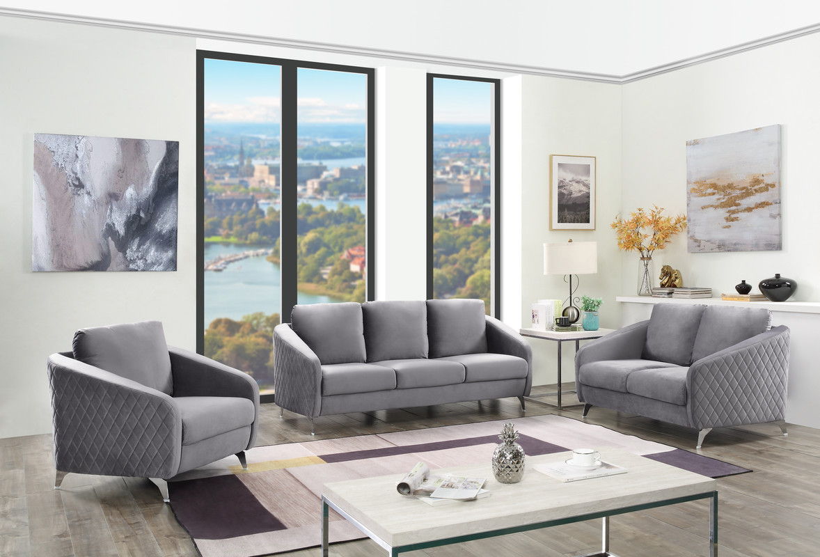 Sofia - Velvet Fabric Living Room Set by Lilola Home | Bel Furniture