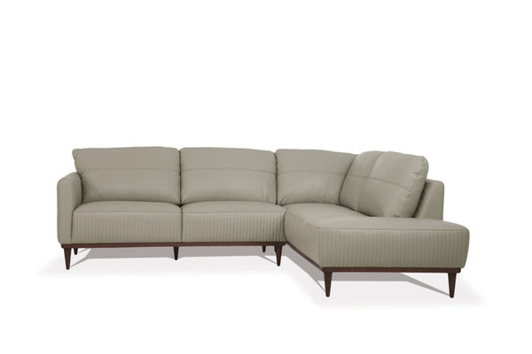 Leather L Shaped Two Piece Sofa And Chaise Sectional - Light Green