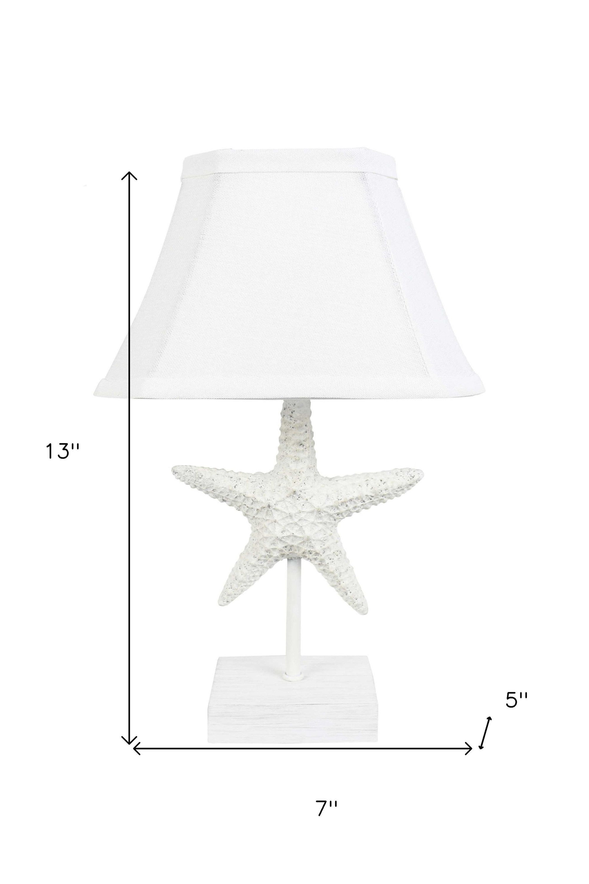 Starfish Accent Lamp With White Bell Shade - White