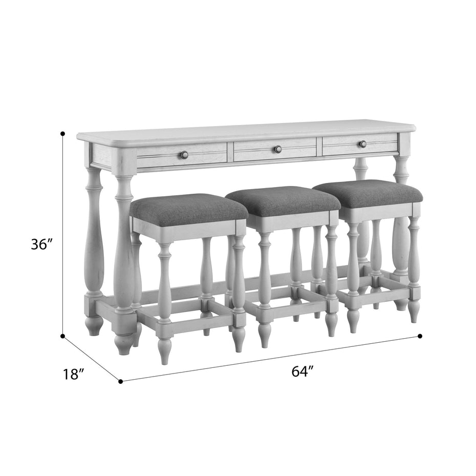 Mariano - Sofa Table With Three Stools - Gray