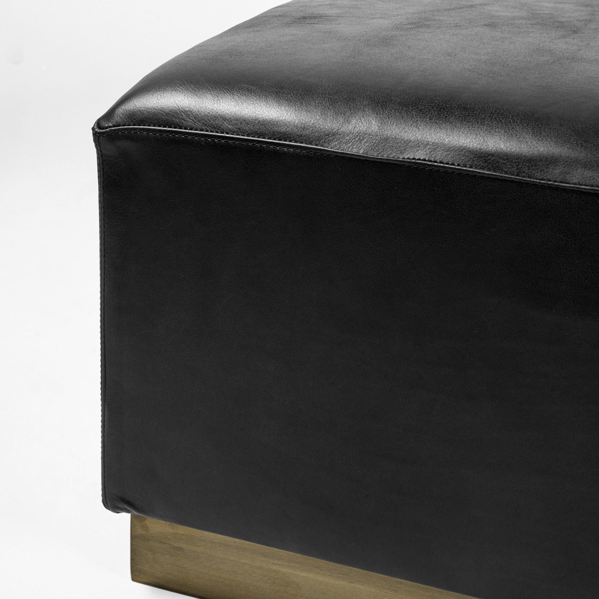 Faux Leather Footstool Ottoman - Black / Brown