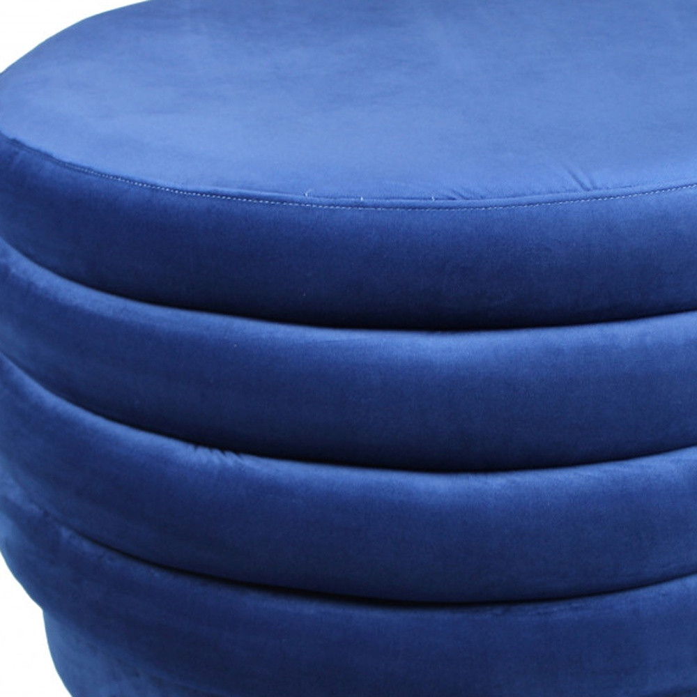 Velvet Tufted Cocktail Ottoman Round - Blue