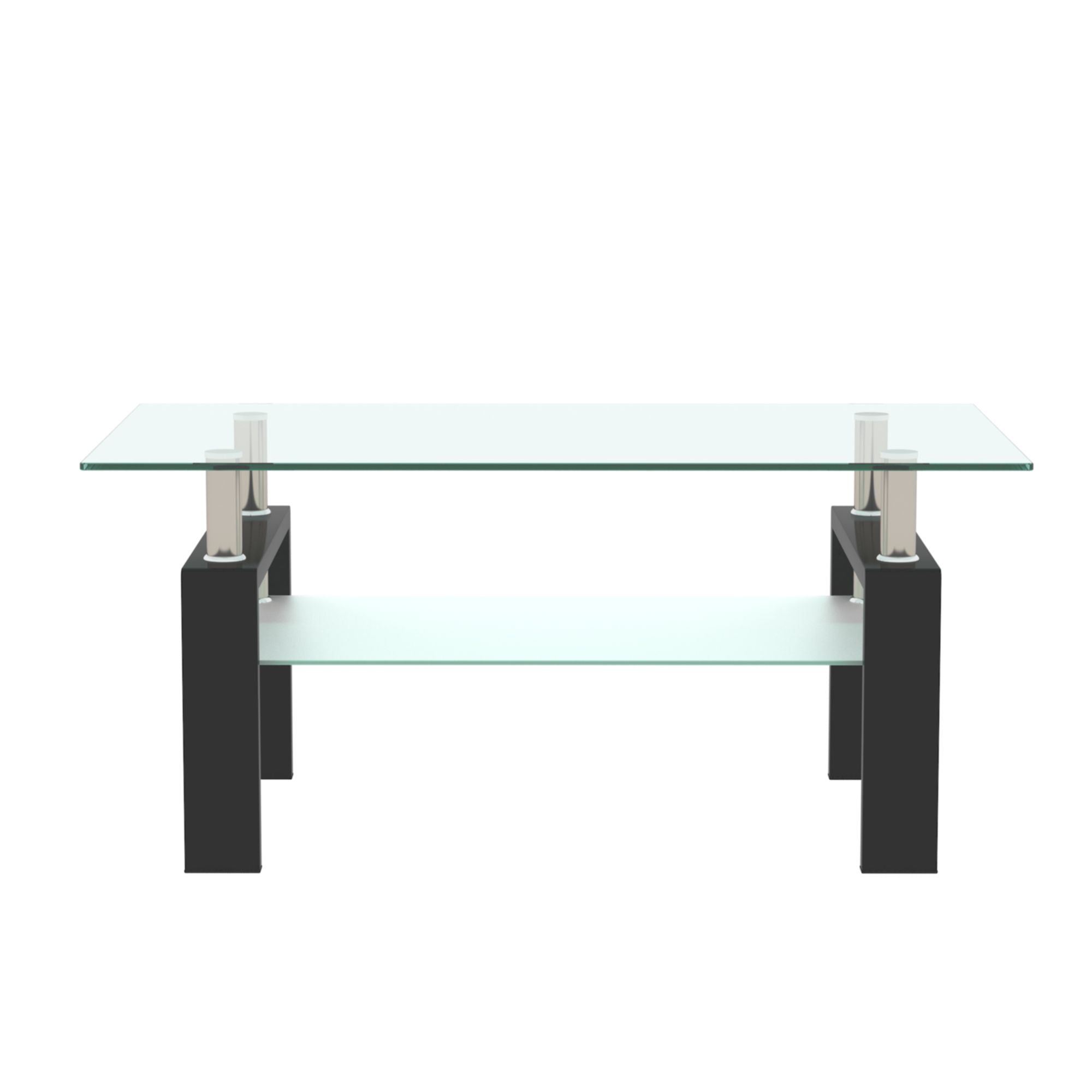 Rectangle Coffee Table, Modern Side Center Tables For Furniture - Clear / Black