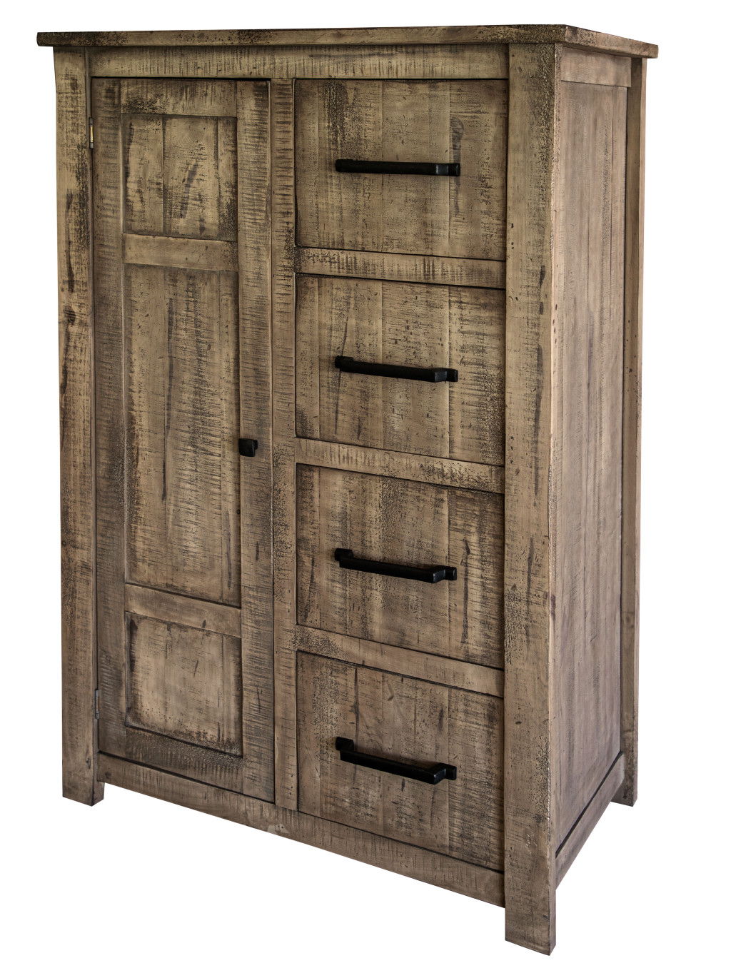 Solid Wood, Four Drawer Chest - Brown