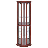 Appledale - 6-Shelf Corner Curio Display Cabinet - Medium Brown by CoasterEssence | Bel Furniture