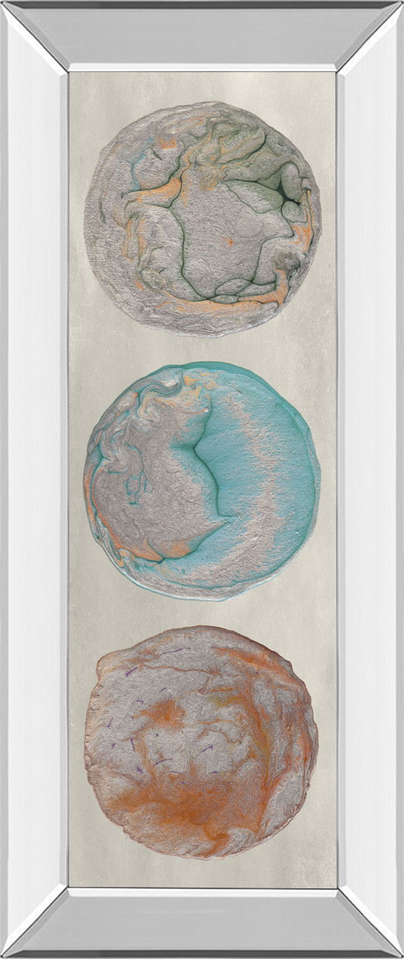 Planet Trio Il By Alicia Ludwig - Mirror Framed Print Wall Art - Blue