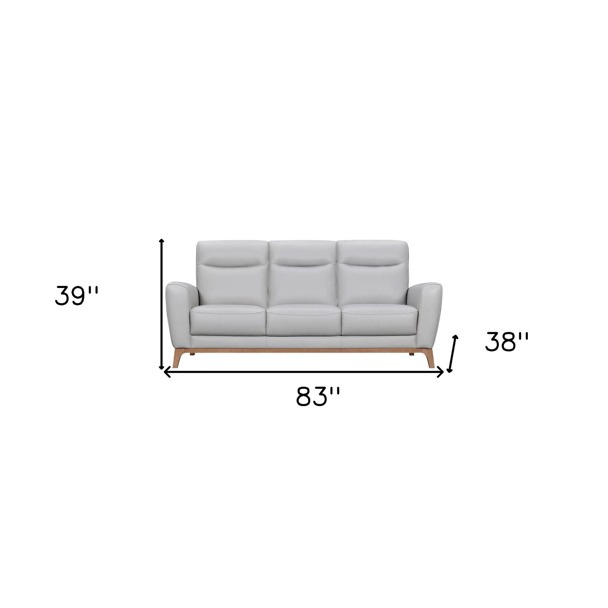 Sofa Leather With Brown Legs - Gray