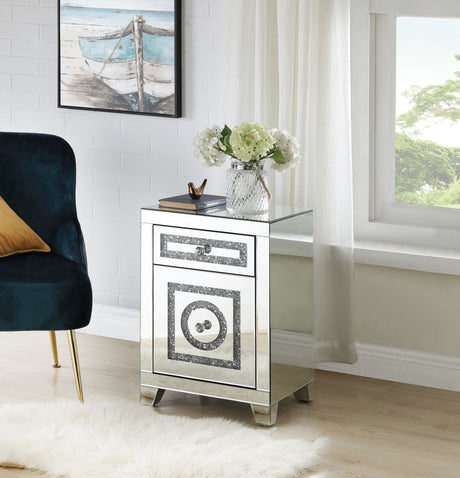 Noralie - Accent Table Mirrored Faux Dimaonds - Silver by Urban Nest | Bel Furniture