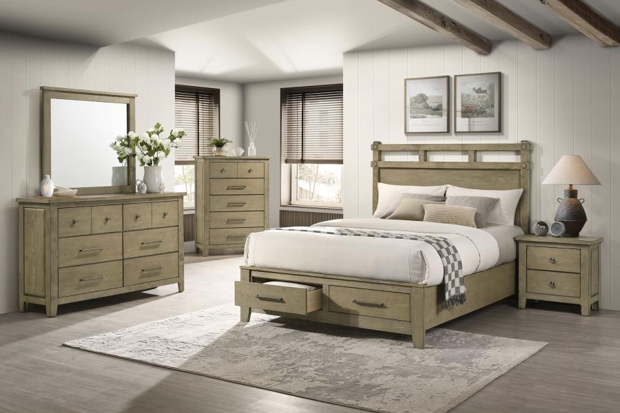 Hazlewood - 6-Drawer Bedroom Dresser With Mirror - Vineyard Oak