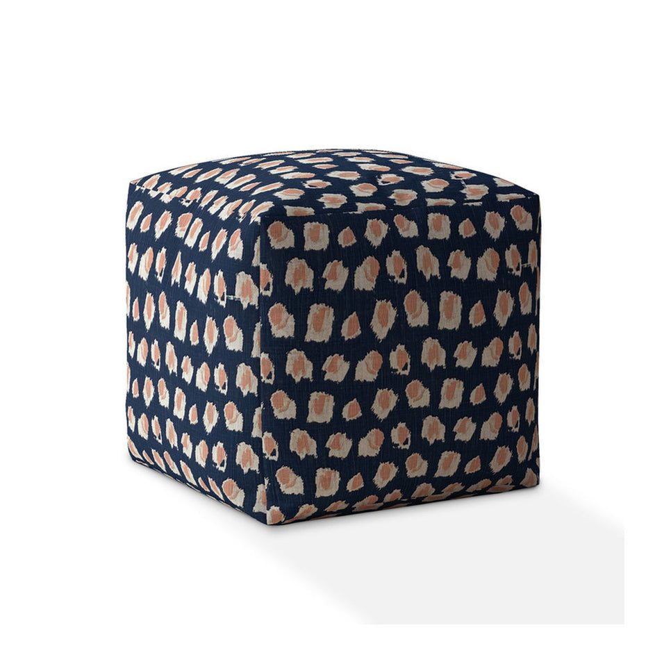 Canvas Abstract Pouf Cover - Blue