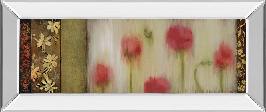 Rain Flower Il By Dysart - Mirror Framed Print Wall Art - Red