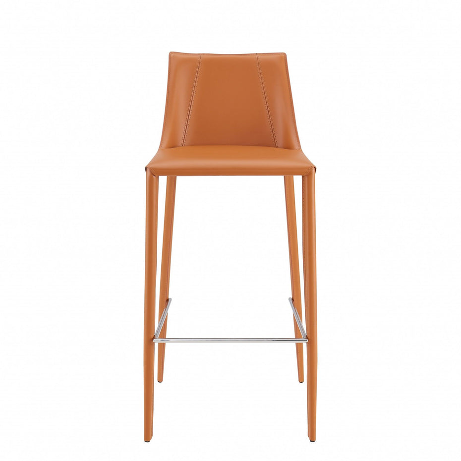 Steel Low Back Bar Height Bar Chair - Terra Cotta