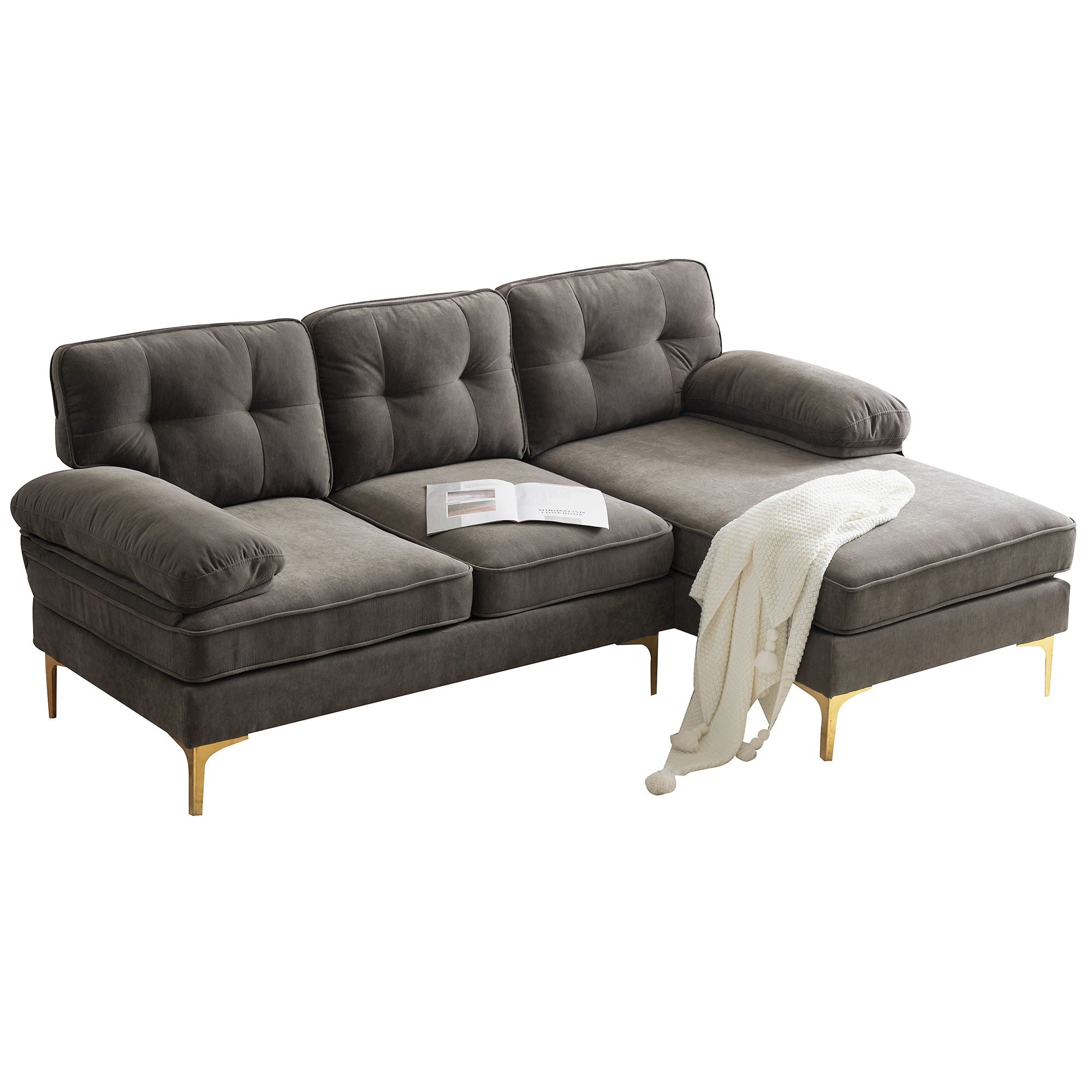 Modern Sectional Sofas Couches Velvet L Shaped Couches For Living Room, Bedroom