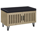 Brixton - 2-Door Padded Entryway Shoe Storage Bench Beige by Coaster Fine Furniture | Bel Furniture