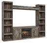 Wynnlow - Entertainment Center With 60" TV Stand Gray 4 Pc. Entertainment Center With TV Stand And Faux Firebrick Fireplace Insert by Signature Design by Ashley® | Bel Furniture