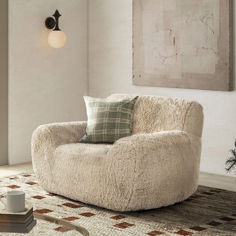Summit - Faux Sheepskin Overstuffed Arm Chair - Cream Beige by Jennifer Taylor Home | Bel Furniture