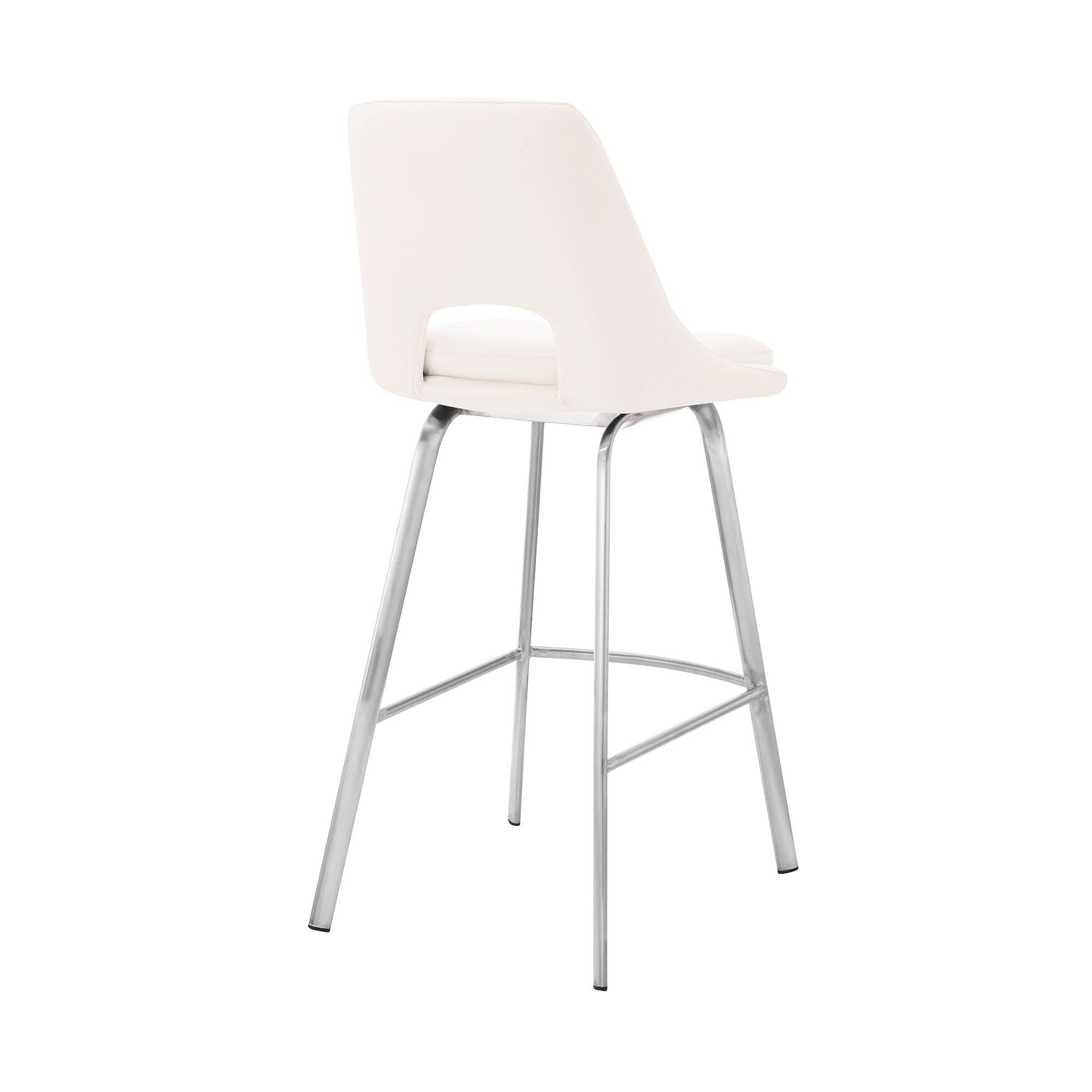 41" Swivel, Low Back Bar Height Bar Chair - White / Silver