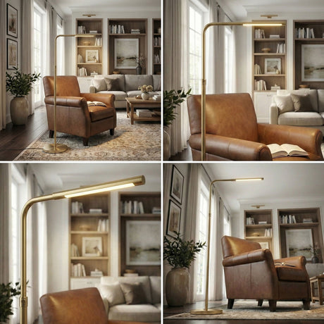 Verve - Floor Lamp With On / Off Switch Adjustable LED Round Base - Gold - view 4