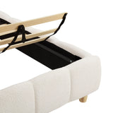 Pula - Queen Platform Bed With Upholstered Headboard, Slat Support, No Box Spring Needed - Ivory