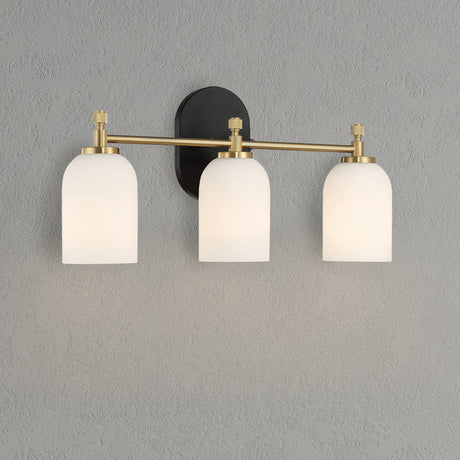 Meadows - 3 Lights Vanity Brush Bathroom Wall Light For Bathroom Over Mirror - Black / Gold / White - view 6